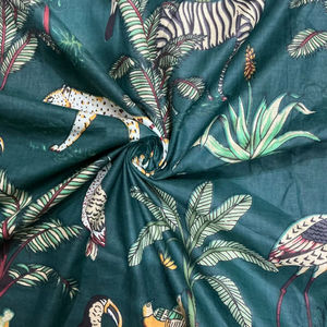 Tissu en coton cambriqué léger, écologique et biologique, imprimé au bloc, motif animalier indien doux, pour filles, garçons, rideaux et artisanat - Product Image 1