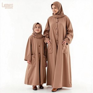 Venta al por Mayor de Vestidos Abaya Personalizados para Mujeres Musulmanas, Conjuntos de Abaya para Madre e <span class=keywords><strong>Hija</strong></span> - Product Image 1