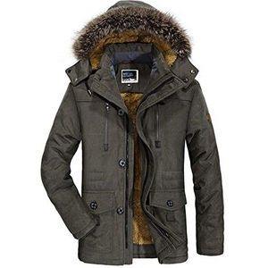 Winter Men's Parka <b>Jacket</b> -15 Degree Hooded Stand Collar <b>Fleece</b> <b>Lining</b> Breathable Waterproof Canvas Outerwear - Product Image 1