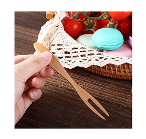 Fourchette à fruits en bois Direct de l'usine Taille personnalisée en vrac 5 pièces Ensemble Couverts Fourchette à dessert Prix de gros - Product Image 6