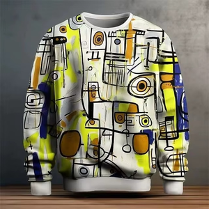 2025 Otoño e Invierno colorido patrón de garabatos hombres estampado abstracto sudadera manga larga cuello redondo sudadera - Product Image 4