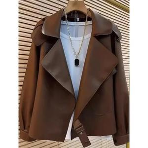 2024 Vintage café couleur haut de gamme peau de mouton cuir moto veste coupe ample respirant tricoté conception laine imperméable - Product Image 6