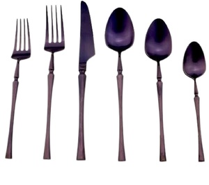 Cubiertos de metal morados de alta calidad a bajo precio, cubiertos de boda, regalo, juego de cubiertos con logotipo personalizado para uso doméstico - Product Image 1
