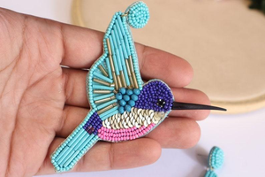 Pendientes Bordados con Cuentas en Forma de Pájaro, Joyería de Moda, Pendientes Bordados a Mano con Cuentas de Semillas - Product Image 5