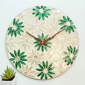 Modern capiz seashell inlay wall <b>clocks</b> mosaic mother of pearl analog <b>clock</b> made in Vietnam - Product Image 4