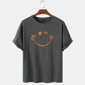 저렴한 가격 남성용 심플 솔리드 컬러 통기성 느슨한 캐주얼 O-넥 티셔츠 피트니스 티셔츠 남성