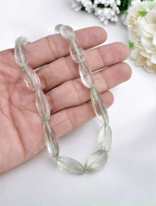 Collier en améthyste verte du Brésil, coupe à damier, pierre précieuse roulée, 1 brin, naturel, pour la fabrication de bijoux fins - Product Image 4