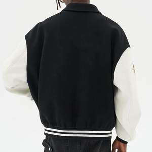 Veste d'université brodée pour hommes fabriqués professionnels col montant manches longues toile tissu haute rue pour l'hiver avant - Product Image 2