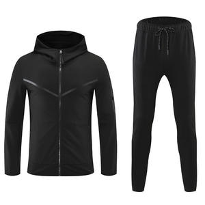 Manches longues Zip hommes printemps automne vêtements de sport 2 pièces Fitness course costumes Jogging pantalon à capuche léger vêtements décontractés - Product Image 3