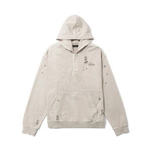 Pull Streetwear de saison d'hiver pour hommes meilleur matériau en détresse motif imprimé solide à capuche à manches longues nouveau teint uni - Product Image 1