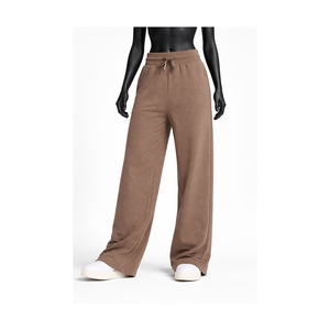 Pantalones de chándal anchos de cintura alta para mujer con cordón, de forro polar, estilo jogger, corte relajado, ropa de descanso, venta al por mayor OEM - Product Image 1