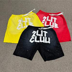 Short de survêtement unisexe délavé au soleil avec broderie en strass, style streetwear, imprimé - Product Image 1
