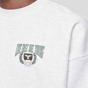 Sweat-shirt à col rond surdimensionné Pull en coton uni Logo imprimé Pull à broderie vierge pour hommes Sweat-shirt brodé avec logo personnalisé - Product Image 6