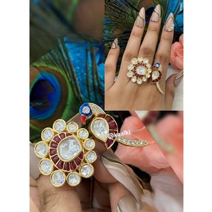 Anillo Étnico Clásico de Moissanita para Mujer, Base de Latón, para Bodas, Fiestas, Compromisos, Opción de Regalo Versátil - Product Image 1