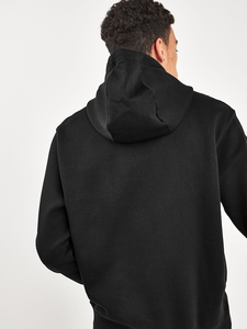 Sweat à capuche léger pour homme, coupe ajustée, manches longues, avec cordon de serrage et poche, respirant, couleur noire - Product Image 5