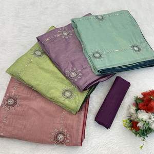 Saree de seda Kerala suave de primera calidad con hermosas lentejuelas y brocas Khatli estirables para todo el trabajo, incluido el borde de tuberías para adultos - Product Image 3