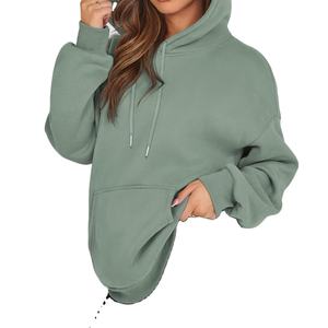 Sudadera con Capucha Extra Grande para Mujer, Tejida en Algodón 100%, Gruesa, Ecológica, Personalizada, con Hombros Caídos y Parche - Product Image 1