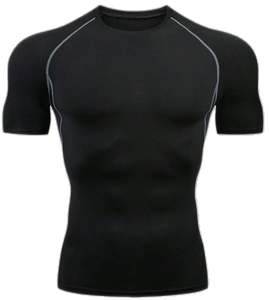 T-shirt de compression sculptant pour homme, en coton doux et élasthanne, extensible, respirant, performance, gym - Product Image 1