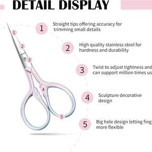 Tijeras de cejas de grado de salón para cejas perfectas Tijeras de cejas de acero inoxidable con agarre antideslizante - Product Image 5