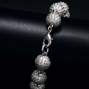 Bracelet unisexe à maillons boule en argent 925 avec perles d'eau douce et moissanite sertie de pierres - Product Image 4