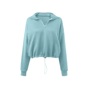 Sudaderas con capucha cortas con cremallera y cuello alto a la moda para mujer - Product Image 4