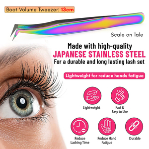 Pince à épiler en microfibre pour extensions de cils, avec pointe antidérapante en acier inoxydable, idéale pour l'application de volume - Product Image 4