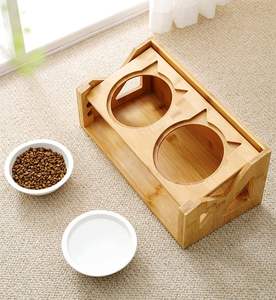 Cat <b>Bowls</b> Pet Dining Table <b>with</b> Raised Slope Wooden <b>Stand</b> Elevated Pet <b>Bowls</b> <b>with</b> Oblique <b>Stand</b> for More Comfortable Eating - Product Image 3
