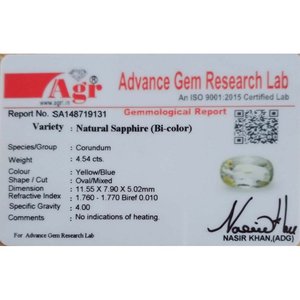 พลอยไพลินสองสี 4.54 กะรัต ทรงรีเหลี่ยมเจียระไน พลอยบลูโทแพซธรรมชาติ และพลอยโอปอลสีน้ำเงินเข้มทรงรัศมี - Product Image 4