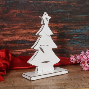 Arbre de Noël artificiel en pin blanc fait à la main en bois rustique écologique décor de vacances de table intérieur - Product Image 2