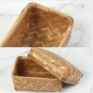 Cesta de almacenamiento tejida a mano de nuevo diseño con tapa, caja de regalo, decoración de pueblo de bambú, cajas y contenedores de almacenamiento ecológicos de Vietnam - Product Image 2