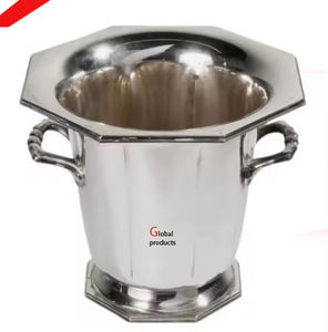 Refroidisseur de vin en acier inoxydable en métal fini argenté au look incroyable pour restaurant et bar d'hôtel - Product Image 5