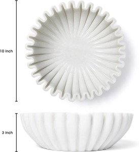 Handcrafted Flower Shape Ceramic Round Decorative <b>Bowl</b> Stylish Home Accent for Dining Room Kitchen and Modern Decor - Product Image 3