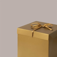 LUCGEL 10 boîtes carrées auto-établissantes dorées en papier kraft avec ruban satiné effet soie et cordon 15x15x15cm pour emballage cadeau