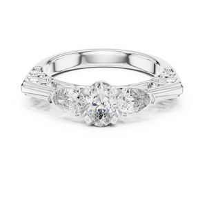 Anillo de Oro Amarillo de 18 Quilates con Baño de Rodio, Banda Ancha, Certificado IGI, con Diamantes Ovalados Cultivados en Laboratorio de 0.50ct y Piedras Laterales en Forma de Pera Blancas, para Mujer, a la Moda - Product Image 5