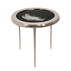 Table d'appoint en aluminium métal forme ronde plaqué argent classique moderne luxe haute qualité salon maison - Product Image 1