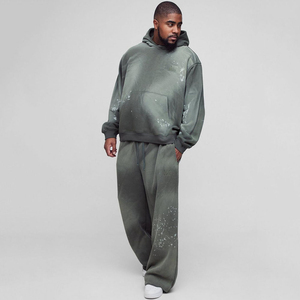 Ensemble de survêtement imprimé à coupe régulière et ajustée, effet délavé à l'acide, respirant, pour le sport et la gym, idéal pour l'hiver, prix abordable, personnalisable OEM - Product Image 1