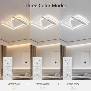 Plafonnier LED moderne carré en acrylique et fer, à intensité variable, trois couleurs, avec télécommande, pour salon, chambre à coucher. - Product Image 3