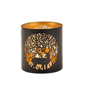 Ensemble élégant de 2 bougeoirs votifs en métal avec une finition noire et dorée idéale pour la décoration de la maison - Product Image 6