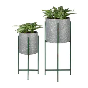 Modern Galvanized planters with stand customized modern metal planters suppliers of modern garden accessories at cheapest price