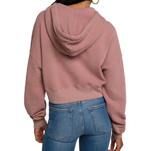 Sudadera con capucha corta con estampado de lana personalizado para mujer con logotipo frontal OEM, venta al por mayor, colores y tamaños personalizados transpirables - Product Image 3