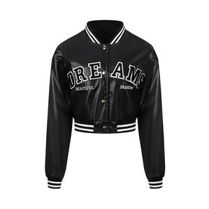 High Quality Customizable Unisex Winter Varsity Letterman Jacket Stand Collar Eco-Friendly Windproof Polyester/Cotton <b>Material</b> - Product Image 2