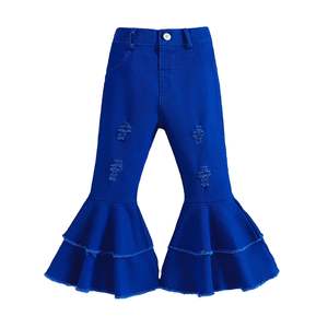 Enfants adolescents filles jean enfant en bas âge couleurs unies Flare Denim pantalon décontracté Denim pantalon pantalon respirant petite taille filles jean - Product Image 2