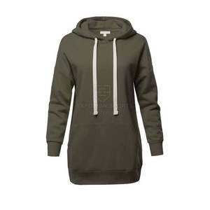 Sweat-shirt long tendance pour femme, style hiver, taille personnalisée, logo sur le devant, coton, pull à capuche, vêtement décontracté - Product Image 1