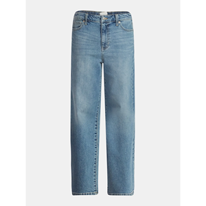 2025, los pantalones vaqueros de gran tamaño lavados elásticos informales para mujer, ajustados con estilo y tela tejida ajustada de cintura media - Product Image 1