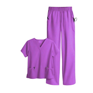 Ensemble de gommage médical pour femmes haut à manches courtes et pantalon de jogging à col en V avec poches ou infirmières et travailleurs de la santé - Product Image 6