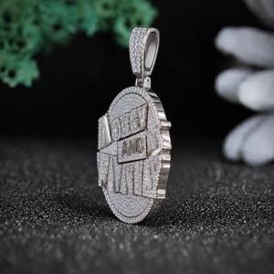 Colgante Personalizado con Nombre, Chapado en Rodio Plateado, con Diamantes de Moissanita, Estilo Hip Hop para Hombre - Product Image 2