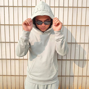 เสื้อมีฮู้ดสำหรับผู้ชายและ3D เสื้อฮู้ดลายนูนแนวสตรีทผ้าคอตตอนรุ่น450gsm กำหนดได้เอง - Product Image 5