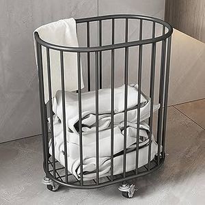 Cesta de ropa sucia de metal dorado, ruedas de tres niveles, tipo de pie, cesta, fácil de enrollar, organizador de ropa sucia para almacenamiento de habitación - Product Image 2