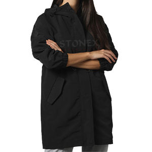 Parka d'hiver en coton mélangé décontracté pour femmes Design confortable de grande taille avec garniture en fourrure avec logo et poches latérales - Product Image 1