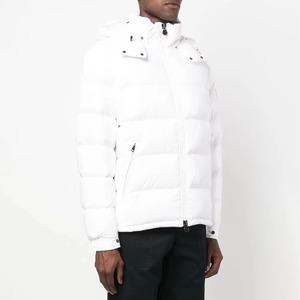 <b>White</b> <b>Men's</b> Winter <b>Puffer</b> <b>Jacket</b> Hooded Zip-Up Customized Logo Breathable Oversized High Street Outerwear - Product Image 3